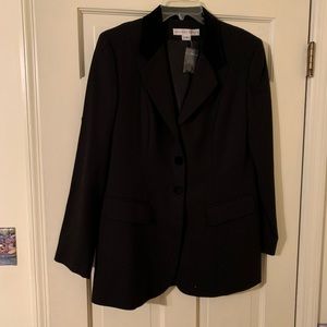 Andrea Behar lined wool blazer, velvet trim, Sz 12